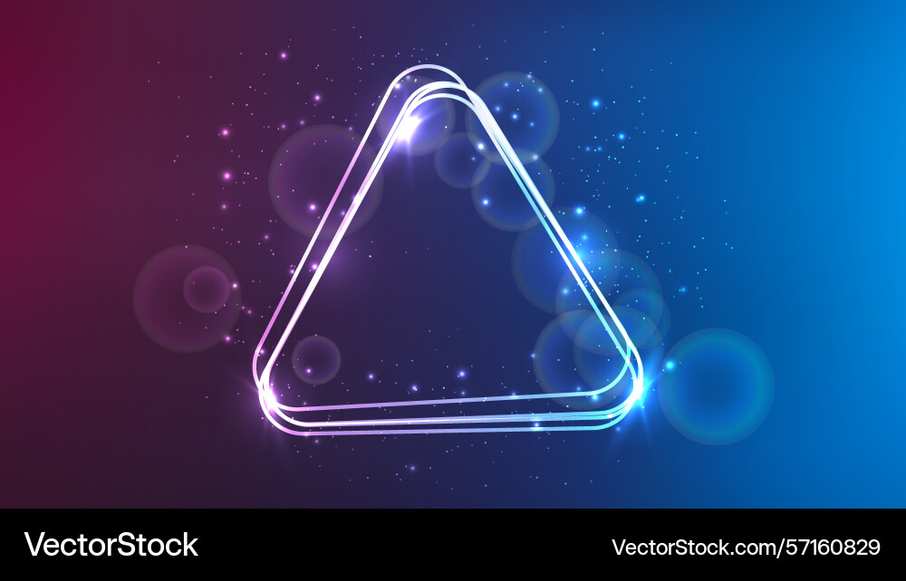 Neon rounded triangle frame with shining effects Neon rounded triangle frame with shining effects Vector Image