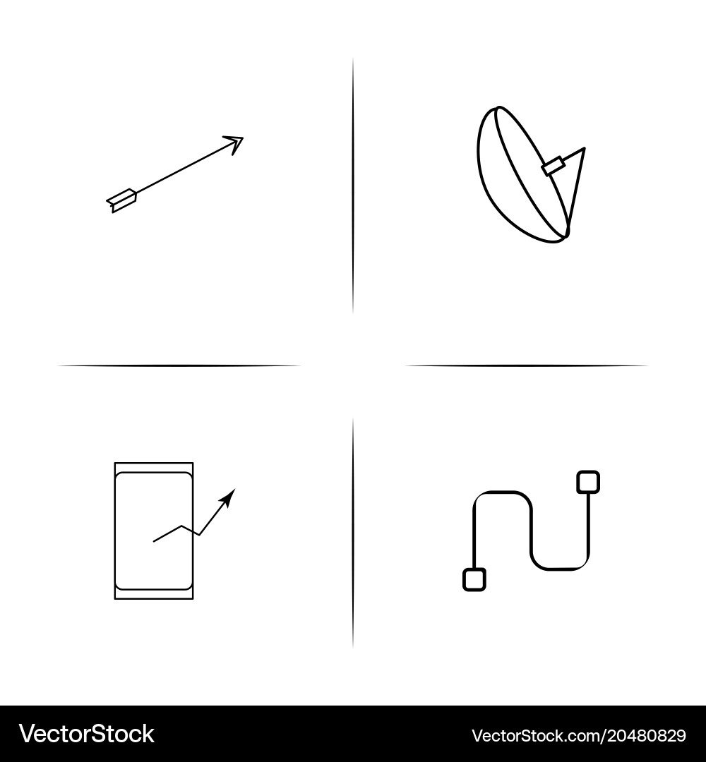 Network and database simple linear icons set vector image