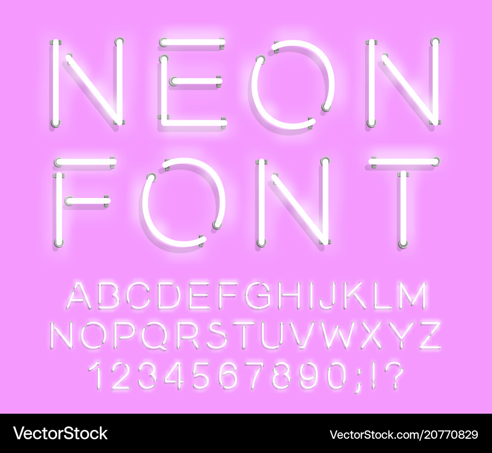 Retro Neon Sign Font Vector Image