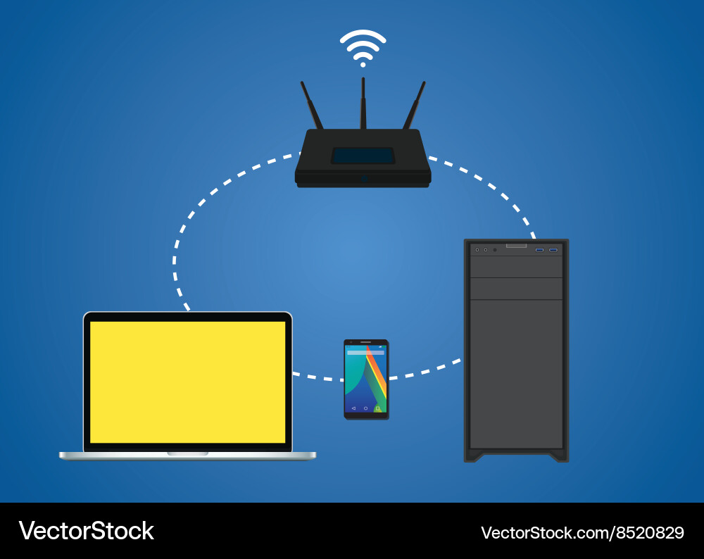 Router wifi connection between notebook pc vector image