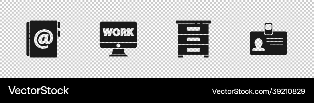 Set address book monitor with text work drawer Set address book monitor with text work drawer vector image