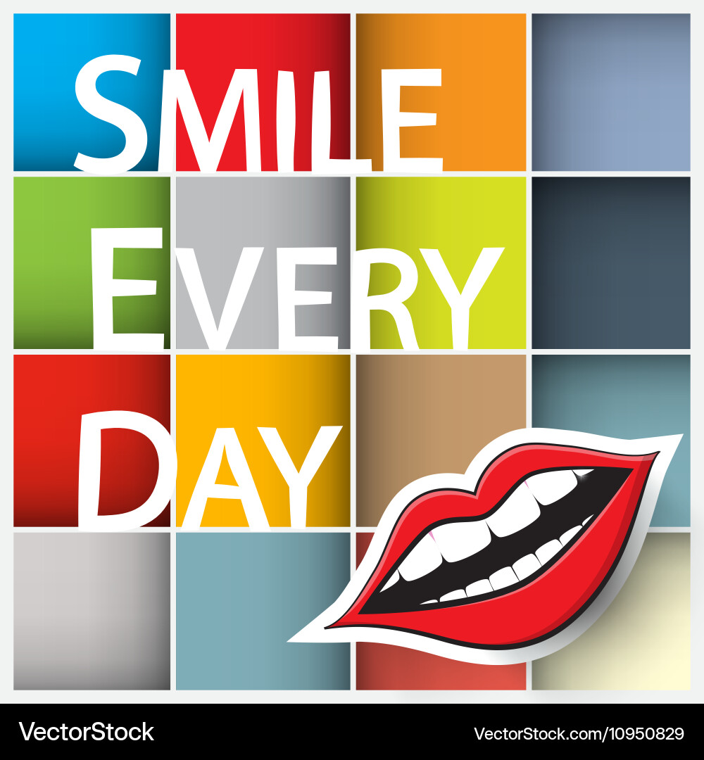 Smile every day slogan colorful squares with paper Vector Image