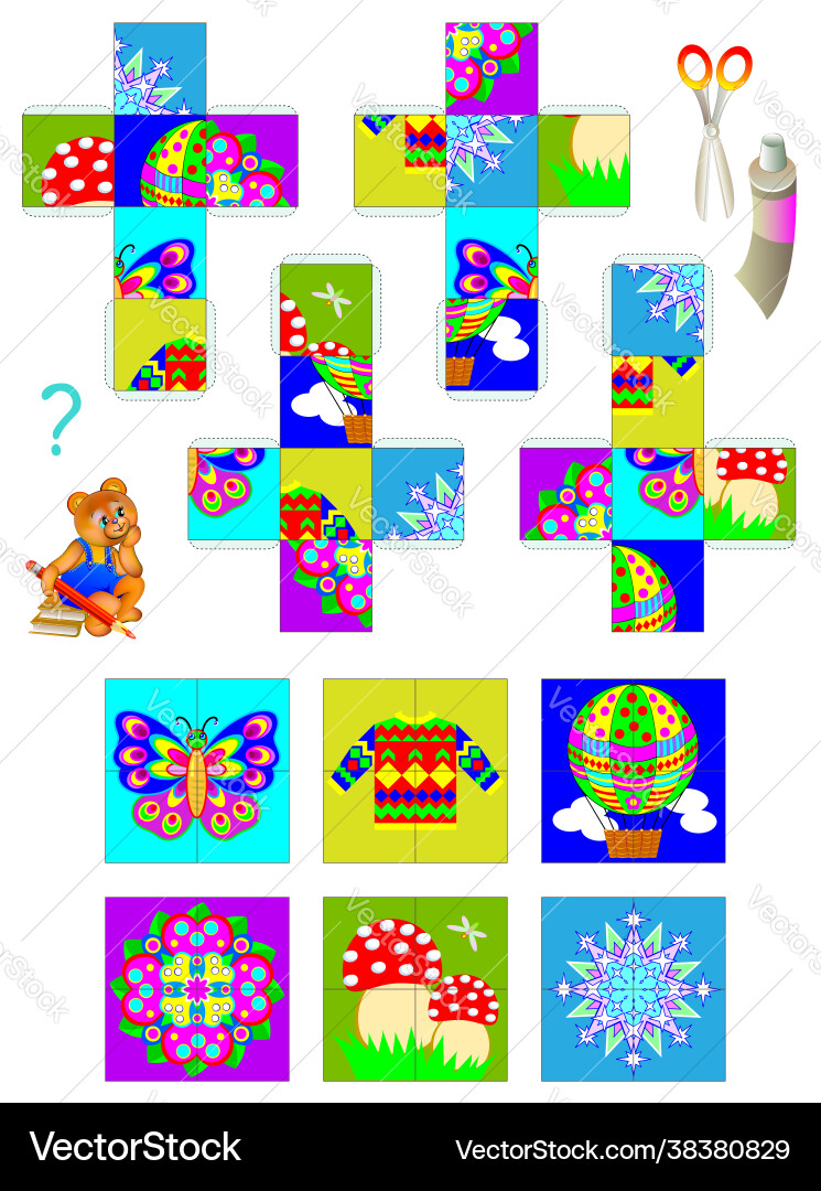 Template with exercise for children using vector image