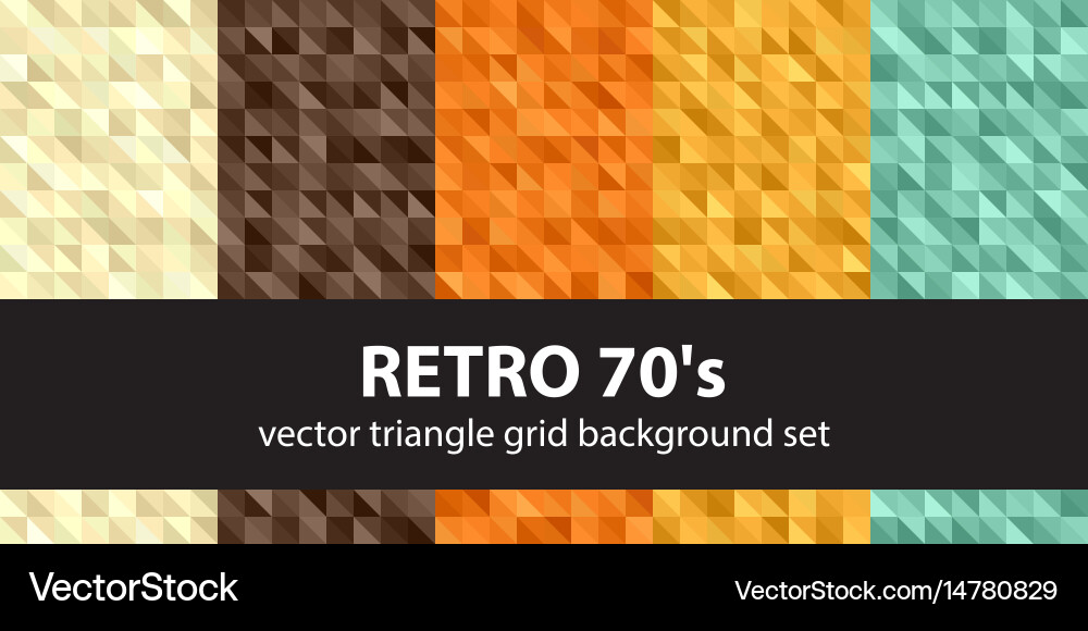 Triangle pattern set retro 70s seamless Vector Image