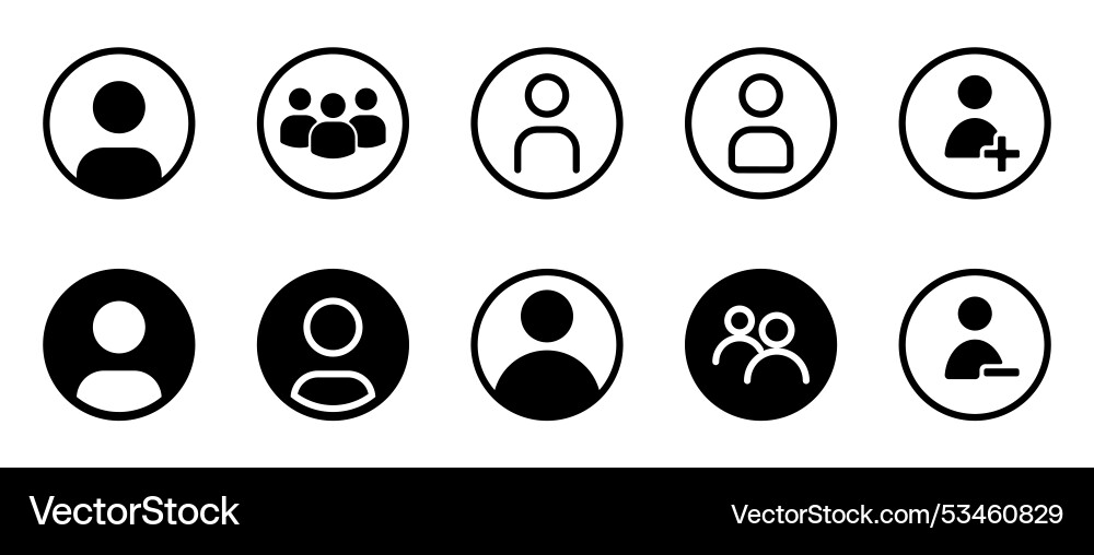 User profile and group icons collection set User profile and group icons collection set Vector Image