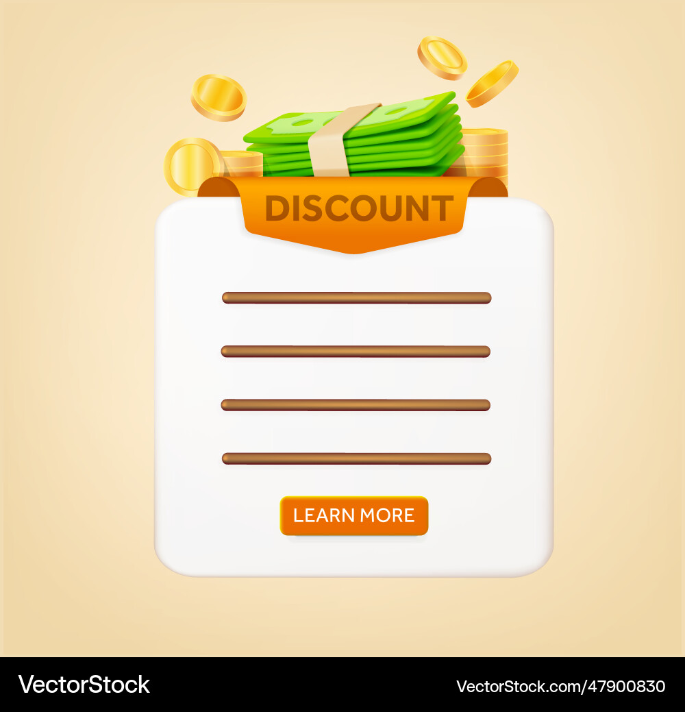 3d popup dialog with dollar coins cta button 3d popup dialog with dollar coins cta button vector image