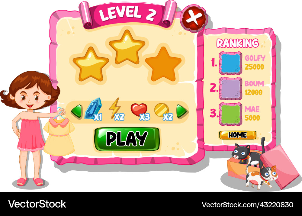A game background template with elements vector image