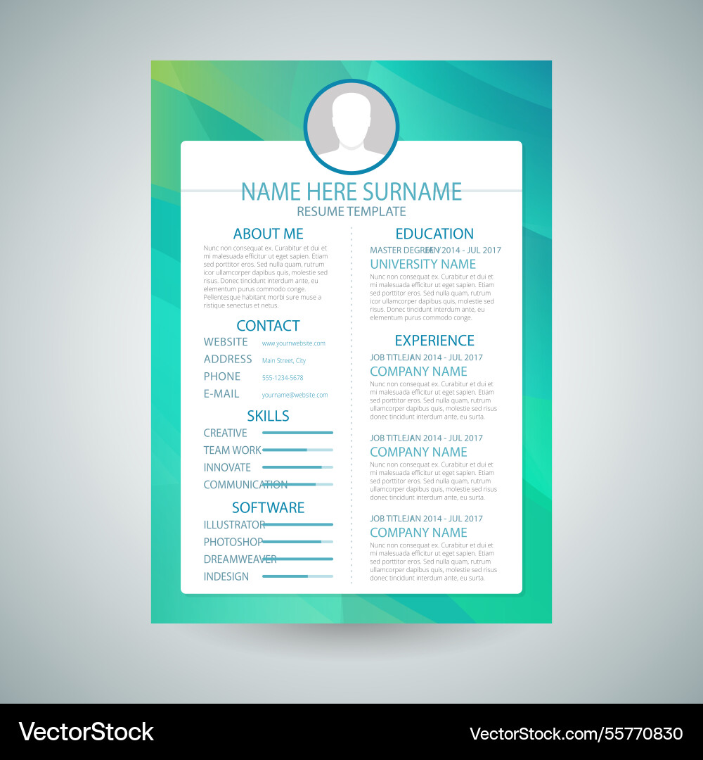 Abstract curriculum template with colorful style Vector Image