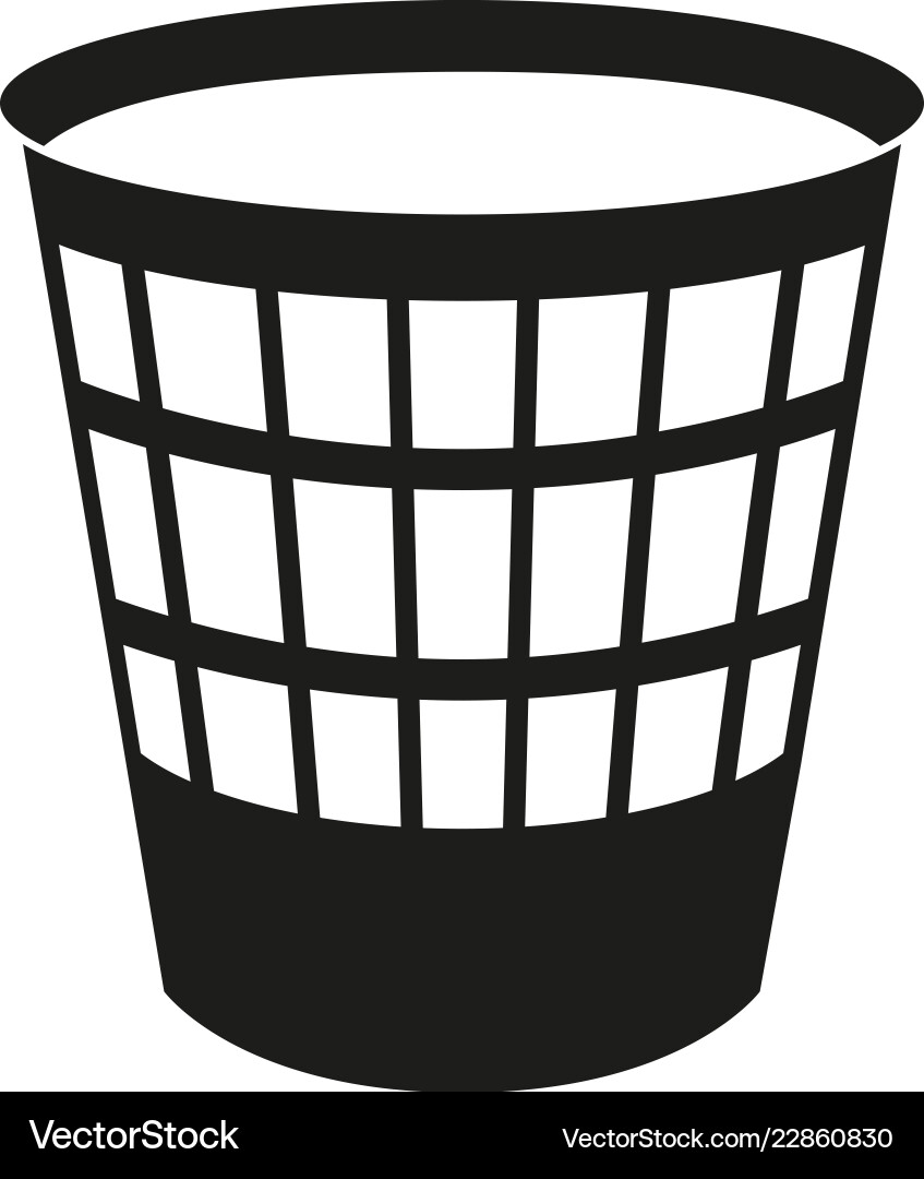Black and White Trash Can Silhouette Vector Image