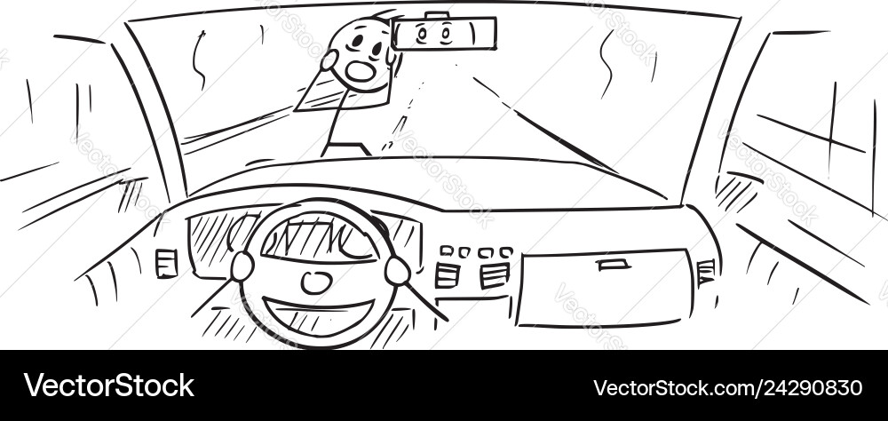 Cartoon of car dashboard and drivers hands Cartoon of car dashboard and drivers hands vector image