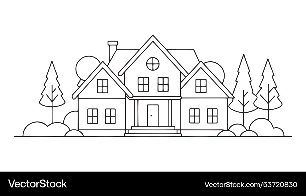 Cedarcrest house continuous line art isolated Vector Image