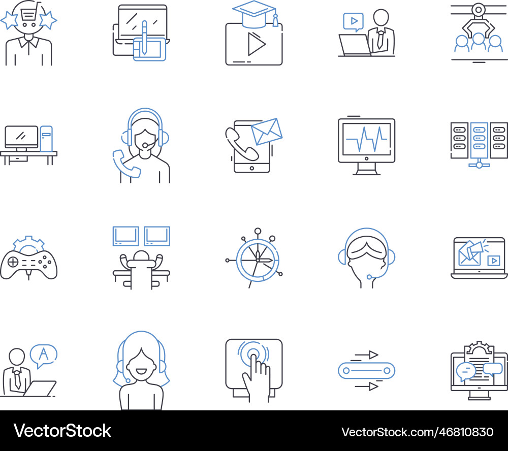Cognitive algorithms line icons collection Cognitive algorithms line icons collection vector image