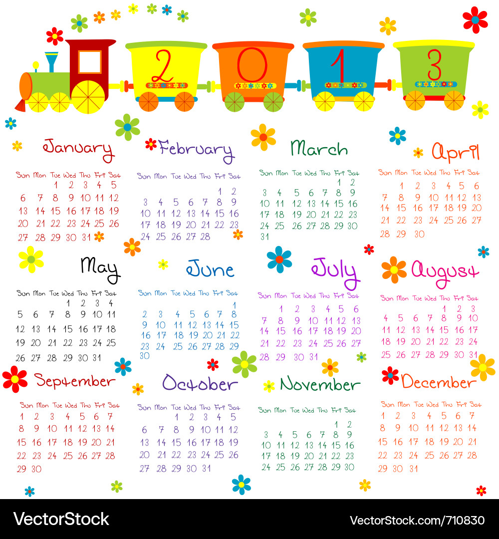 Colorful Doodle Calendar 2013 vector image