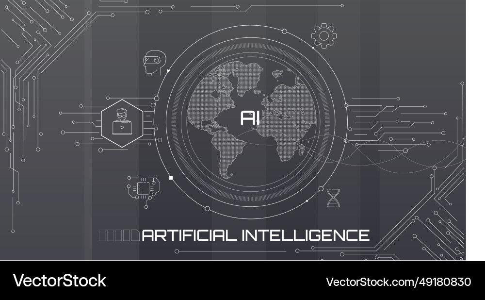 Concept of artificial intelligence and global Concept of artificial intelligence and global vector image