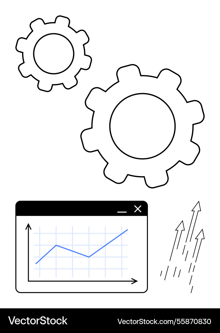 Data analytics visualization with gears and growth Data analytics visualization with gears and growth vector image