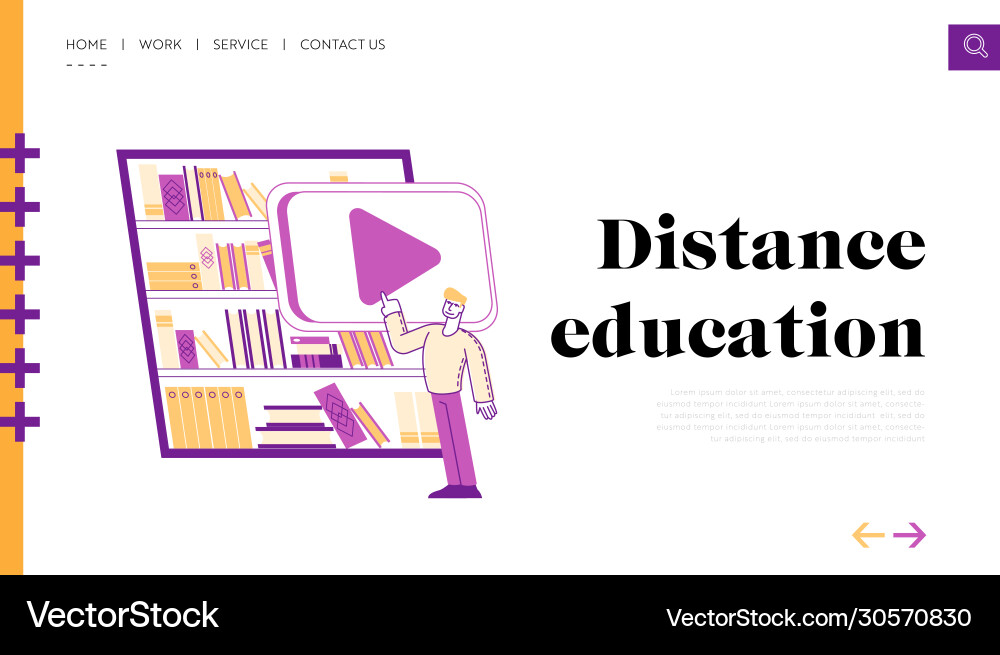 Electronic library and computing reading landing Electronic library and computing reading landing vector image