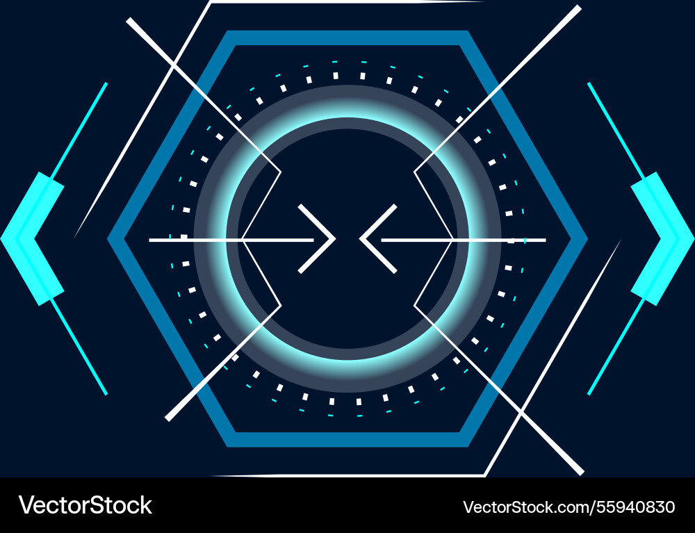 Futuristic glowing blue hexagonal user interface Futuristic glowing blue hexagonal user interface vector image