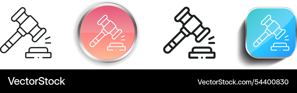 Gavel icon thin linear regular and button style Gavel icon thin linear regular and button style Vector Image