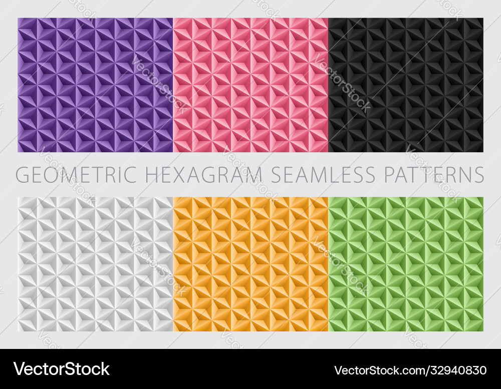 Geometric hexagram seamless patterns Geometric hexagram seamless patterns vector image