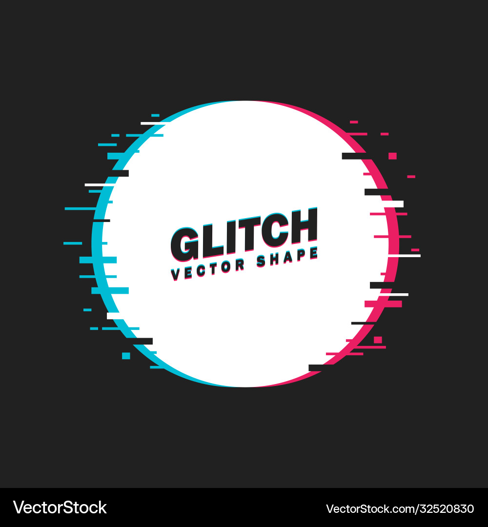 Glitch Circle Banner - Neon Effect Vector Image