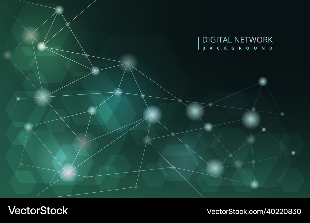Green hexagon digital network connection internet Green hexagon digital network connection internet vector image