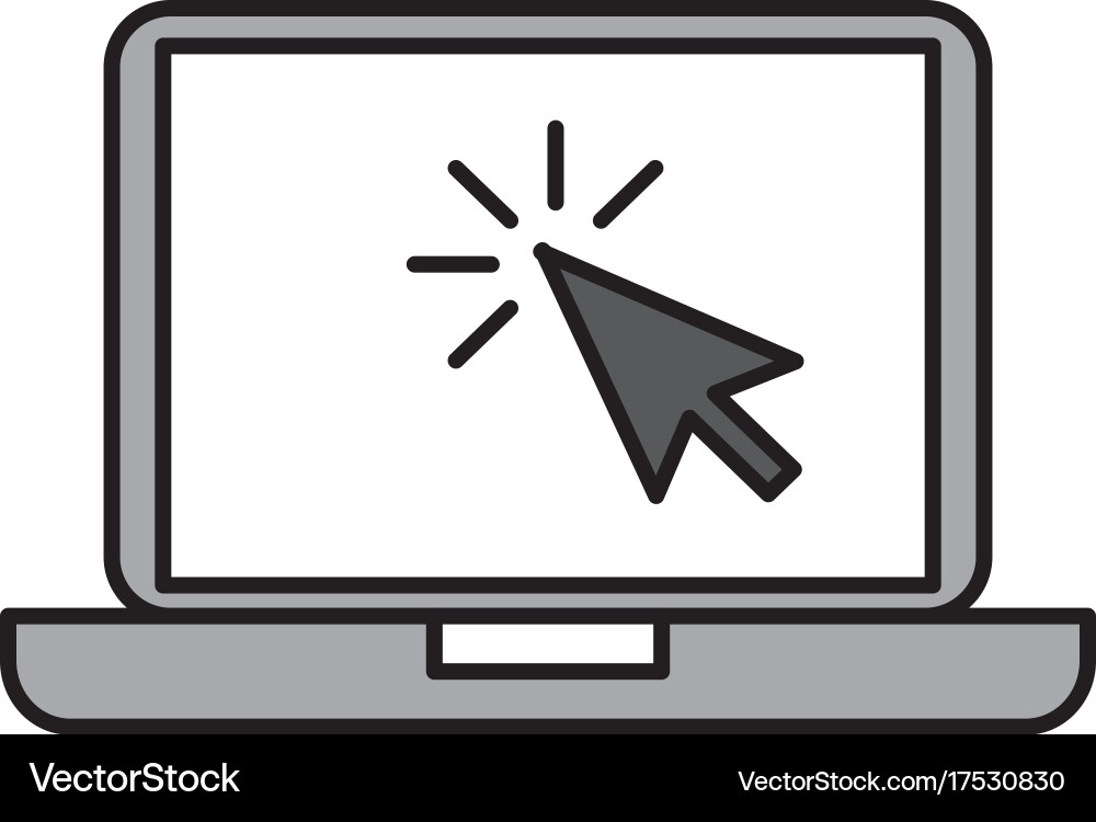 Laptop technology arrow cursor point select vector image