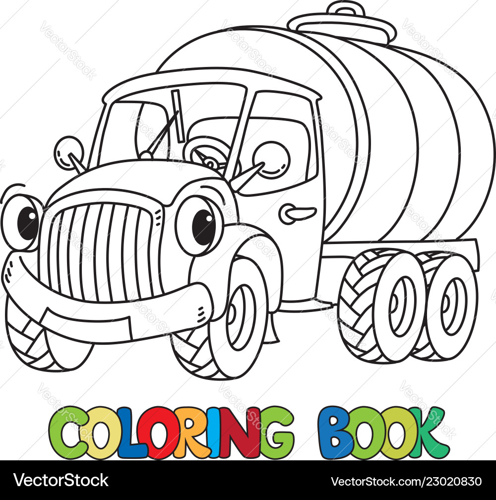 Lustiger kleiner Milchwagen mit Augen Färbung Buch Lustiger kleiner Milchwagen mit Augen Färbung Buch vektorbild
