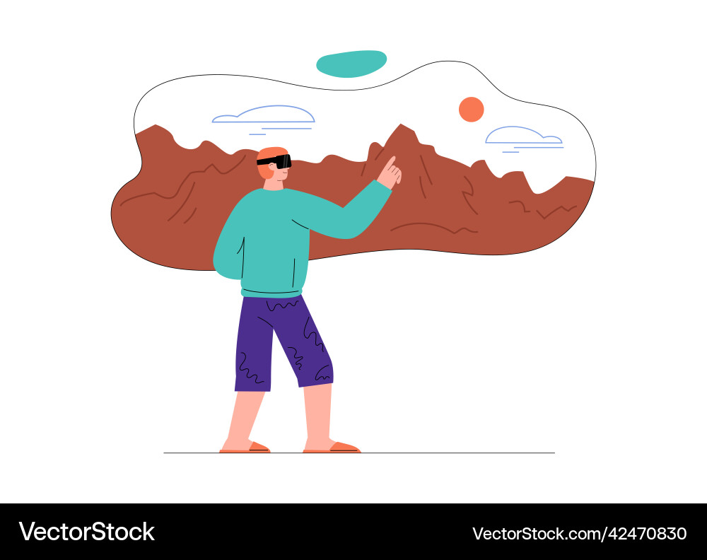 Man experiencing augmented reality app with vr Man experiencing augmented reality app with vr vector image