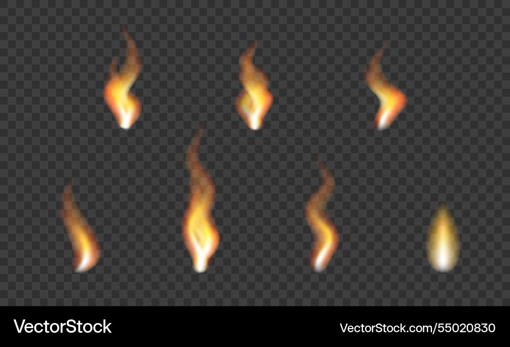 Realistic fire set flame Royalty Free Vector Image