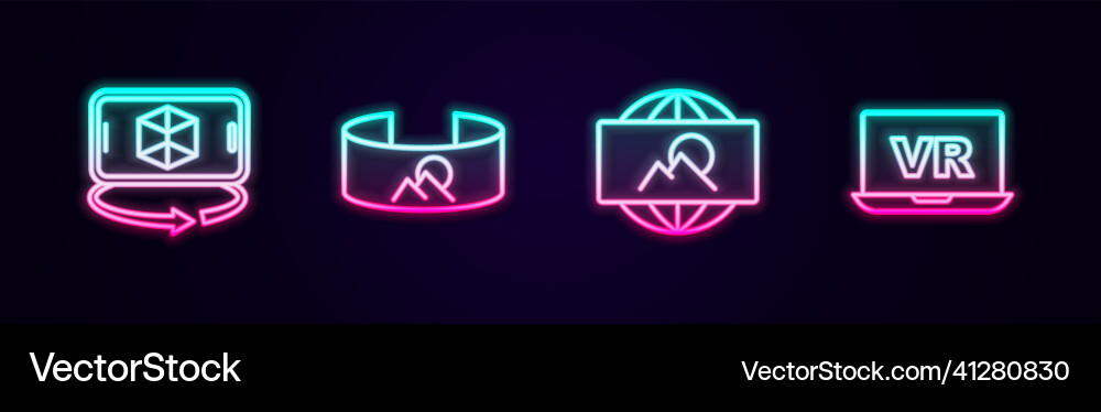 Set line 3d modeling 360 degree view wide angle vector image