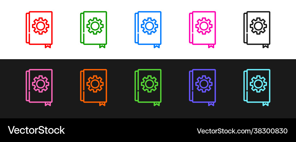 Set line user manual icon isolated on black Set line user manual icon isolated on black vector image