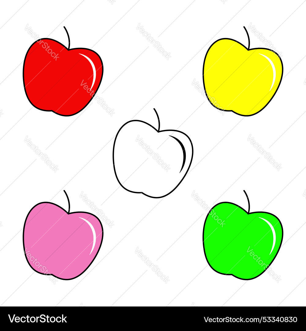 Set of color isolated apples Vector Image