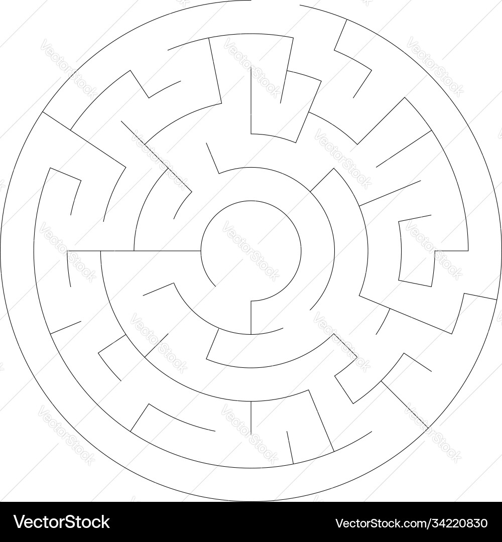 Solvable circle circular maze labyrinth puzzle Solvable circle circular maze labyrinth puzzle Vector Image