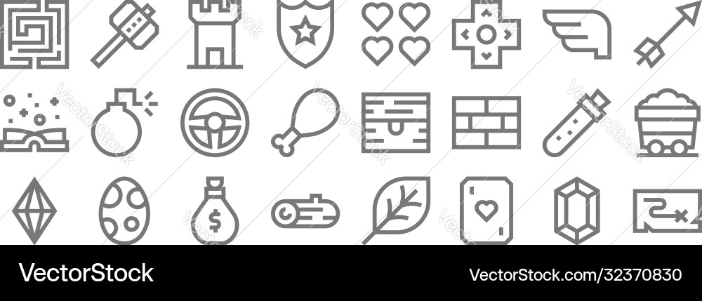 Video game elements line icons linear set quality Video game elements line icons linear set quality Vector Image