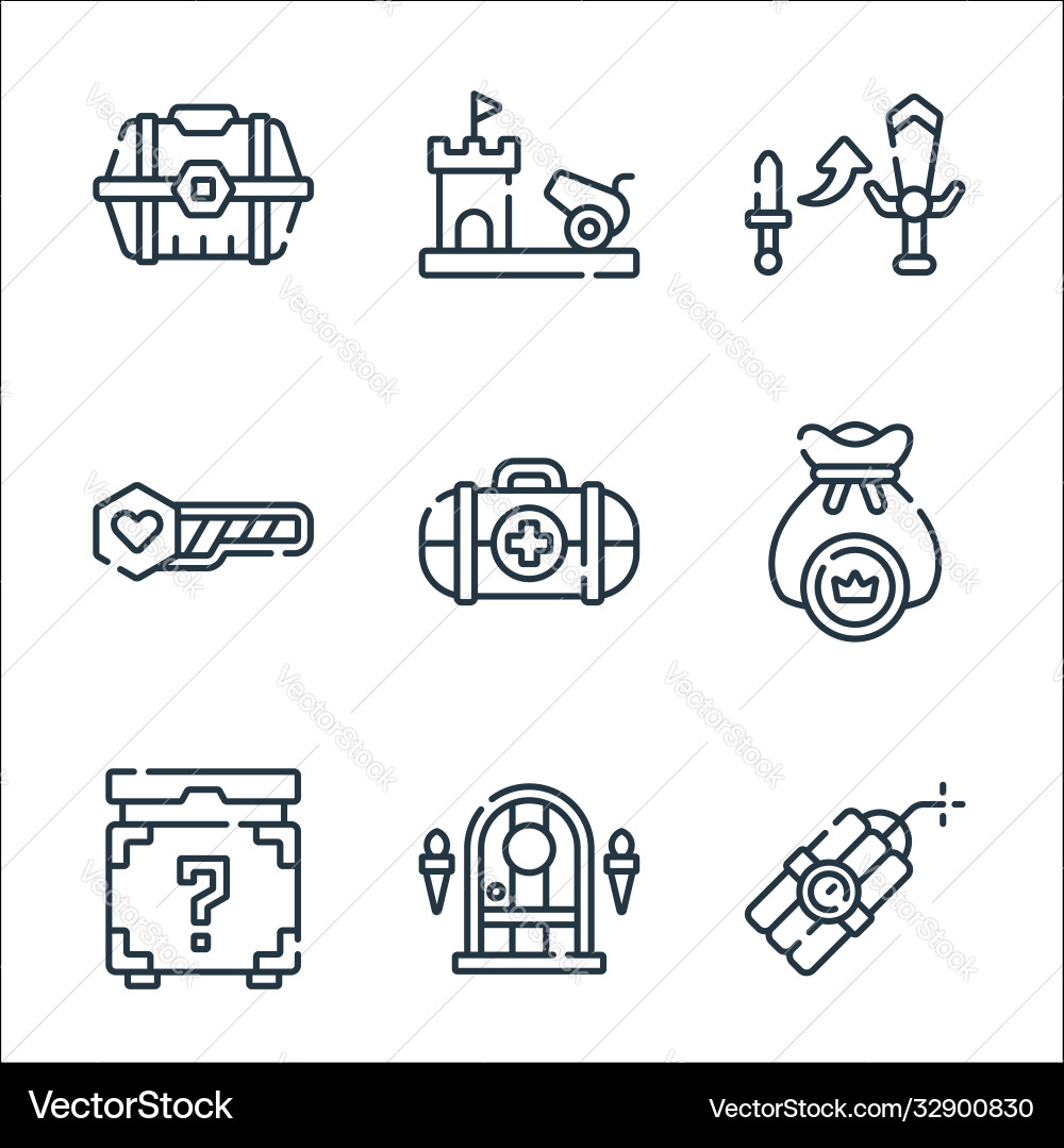 Videogame line icons linear set quality vector image