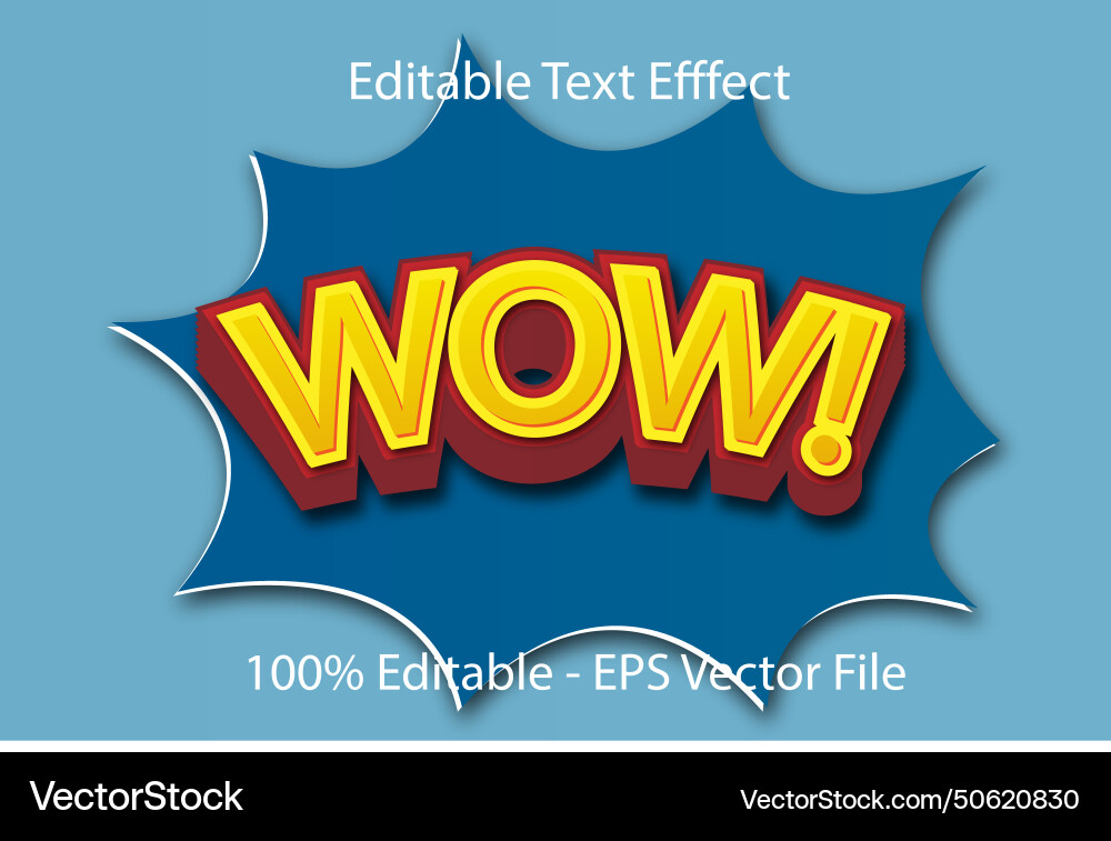 Wow text effect 3 d emboss gradient style design Wow text effect 3 d emboss gradient style design vector image