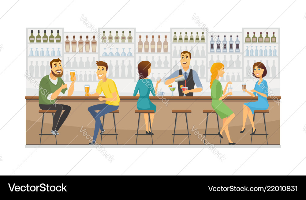 Bartender at work - cartoon people characters Bartender at work - cartoon people characters vector image