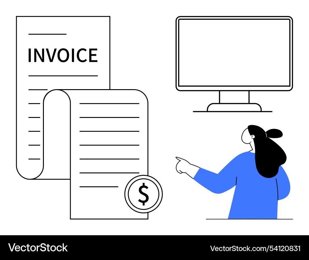 Business payment processing with computer Business payment processing with computer Vector Image