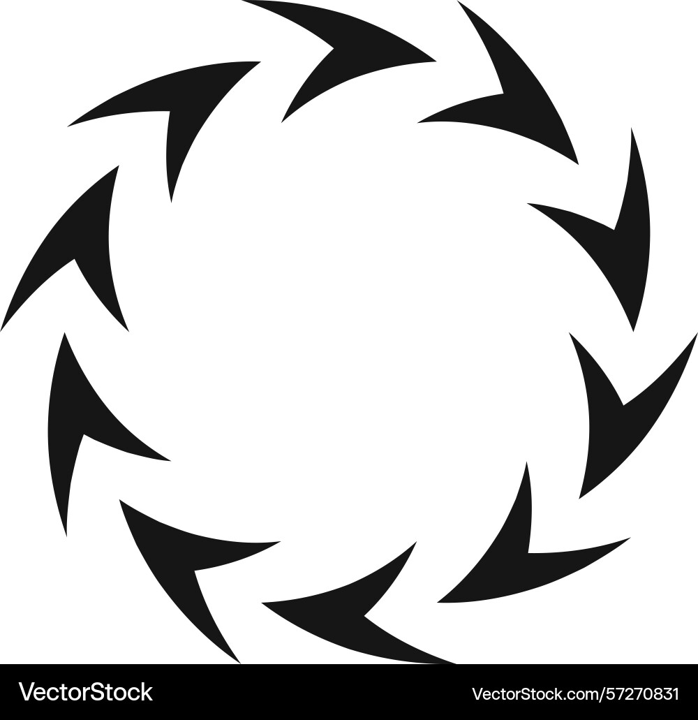 Circular pattern of stylized arrows rotating Circular pattern of stylized arrows rotating vector image