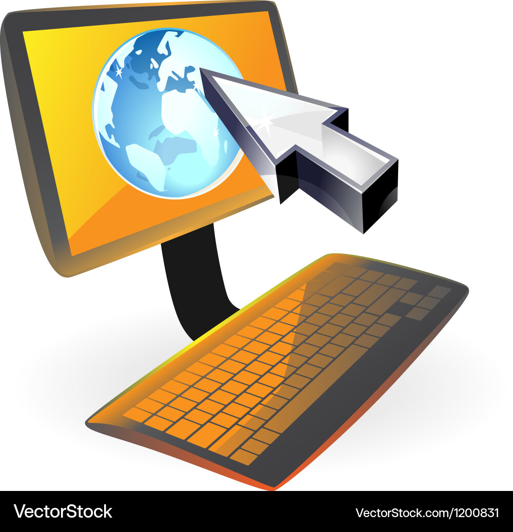 Computer with globe and cursor vector image