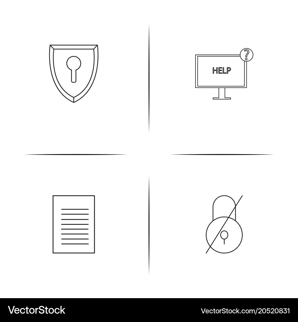 Cyber security simple linear icons set outlined Vector Image