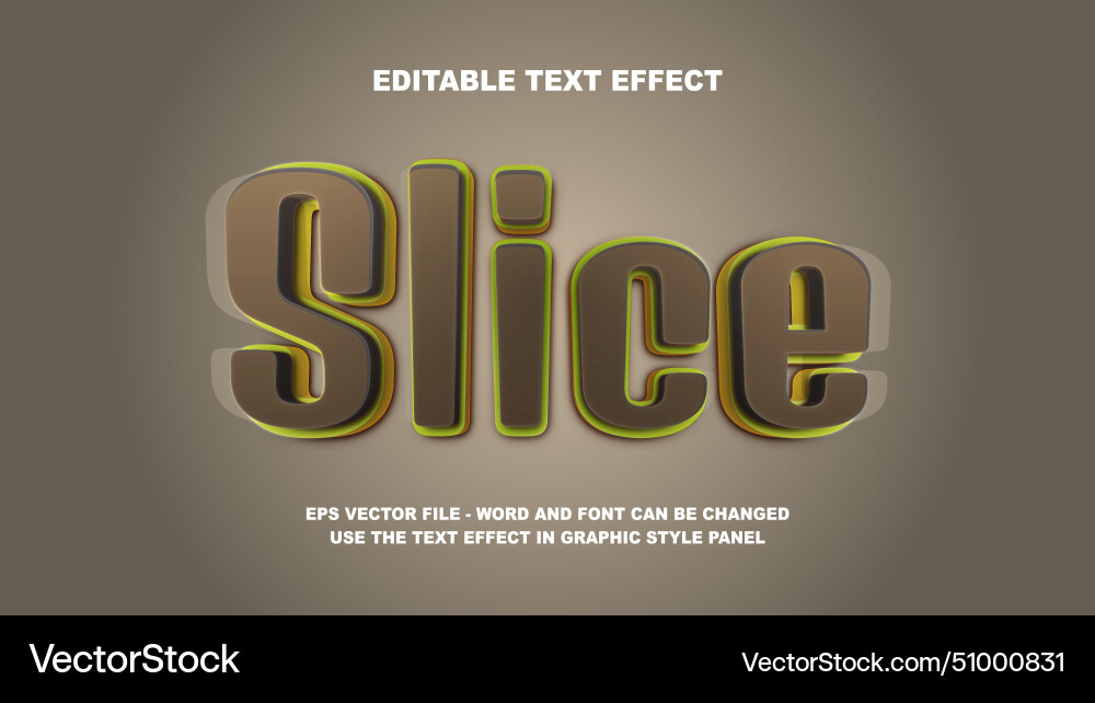 Editable text effect slice 3d template Vector Image