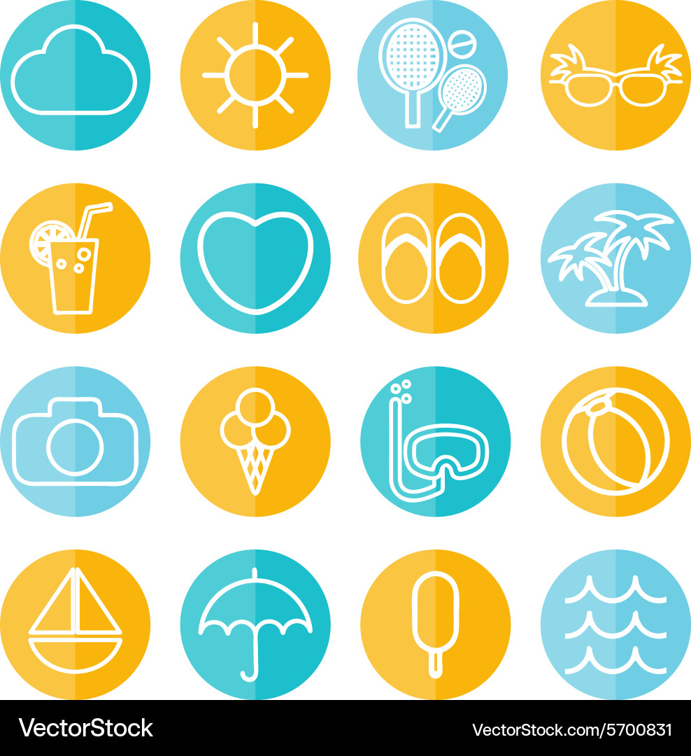 Flat icons collection in stylish colors Vector Image