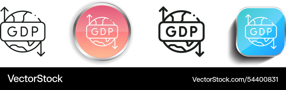 Gdp icon thin linear regular and button style Gdp icon thin linear regular and button style vector image