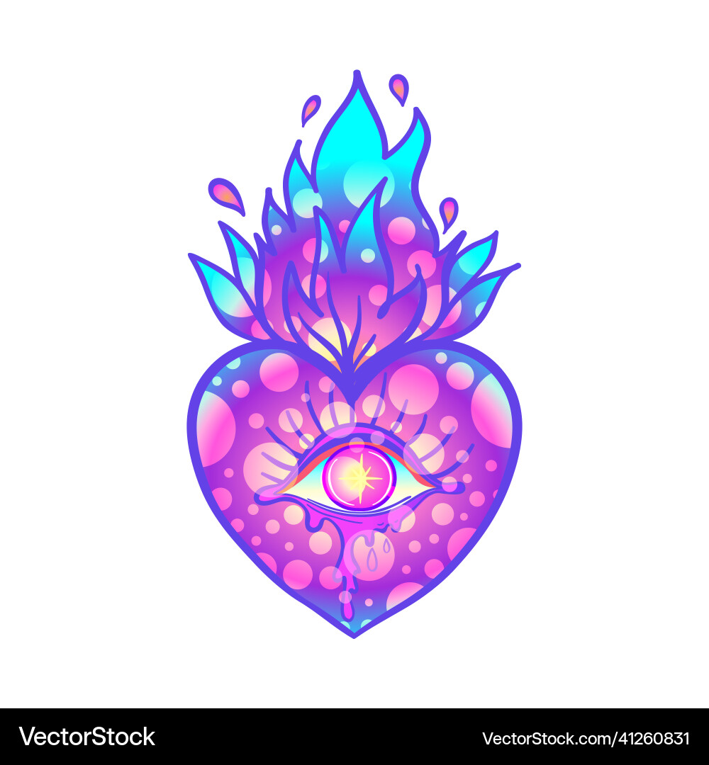 Heiliges Herz mit Auge und brennender Flamme Hand Heiliges Herz mit Auge und brennender Flamme Hand vektorbild