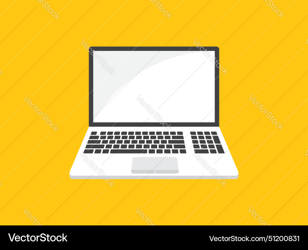 Laptop icon in flat style computer on isolated vector image