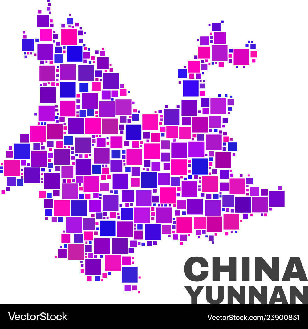 Mosaic yunnan Provinz Karte der quadratischen Elemente Mosaic yunnan Provinz Karte der quadratischen Elemente vektorbild