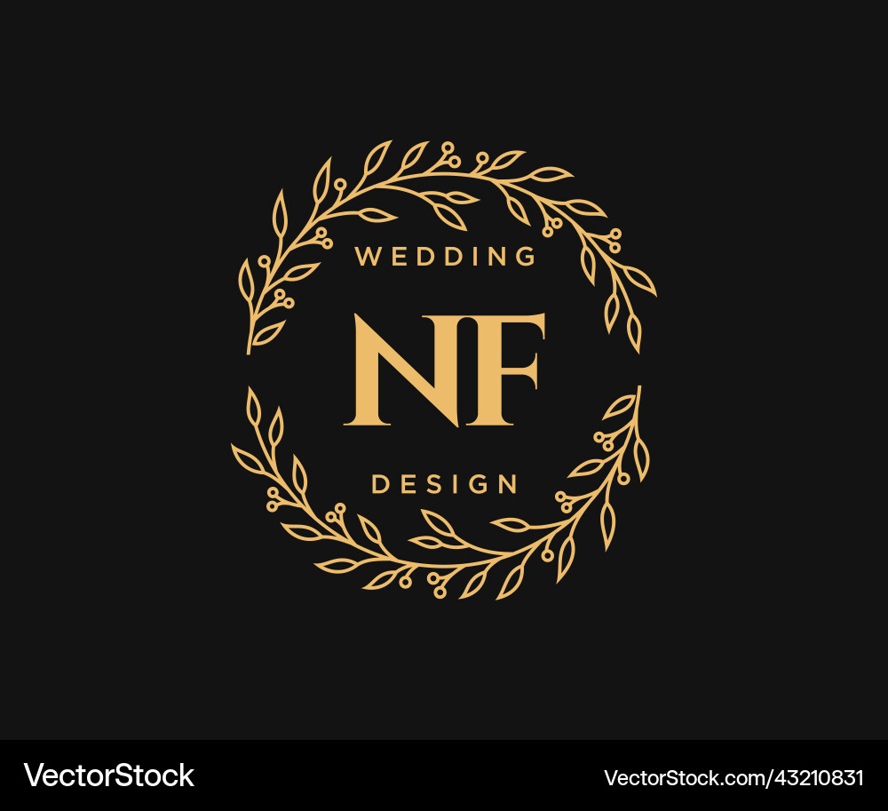 NF Hochzeit Monogram & Floral Logo Vektorbild