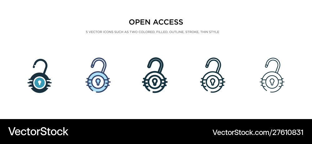 Open access icon in different style two colored vector image