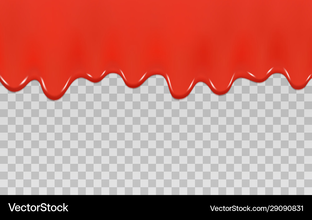 Realistic red liquid dripping spilling ketchup Realistic red liquid dripping spilling ketchup vector image